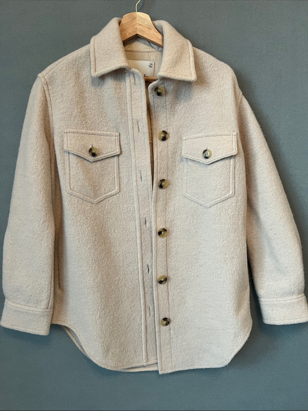 Oversized Wilfred Wool Cream Button-Front Shirt Look Coat